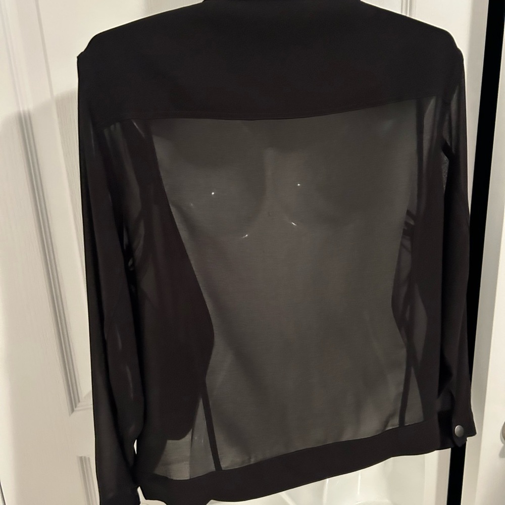 Sheer Black Button-Up Jacket - Picture 4 of 9